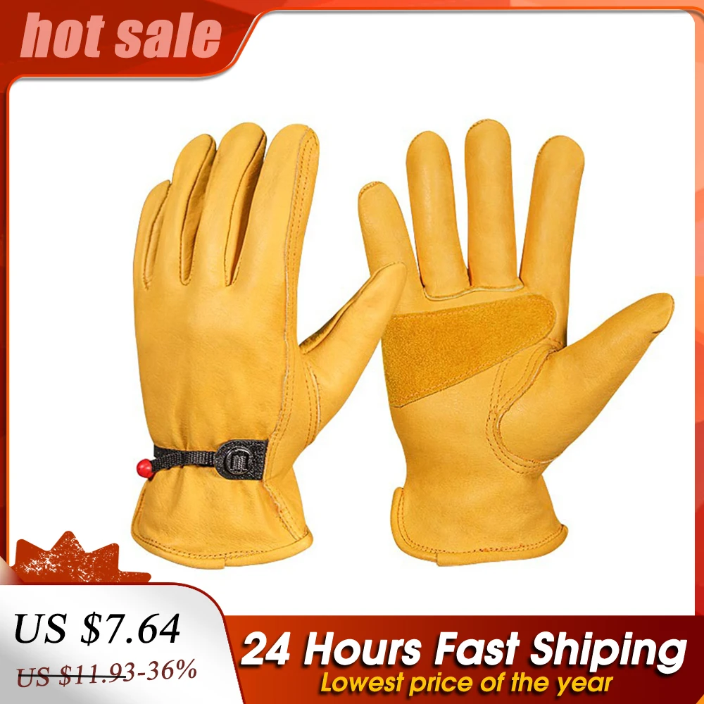 

Work Gloves Cowhide Leather Men Working Welding Gloves Safety Protective Garden Sports MOTO Wear-Resisting Gloves M/L/XLsizes