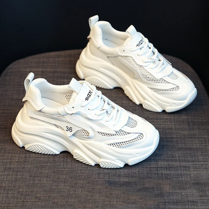 

Кроссовки женские массивные на платформе, Вулканизированная подошва, на шнуровке, Повседневная модная дизайнерская обувь для пожилых Пап