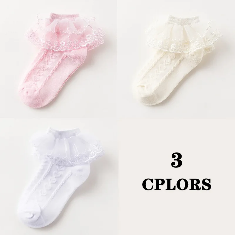 

Cute Lace Flower Mesh Summer Newborn Baby Socks Cotton Girl Angel Wings Anti Slip Children's Girls Socks