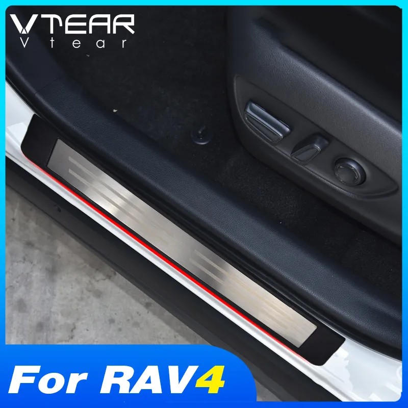 Vtear для Toyota RAV4 Тойота Рав 4 2019 2020 2021 аксессуары Накладка на порог автомобильной