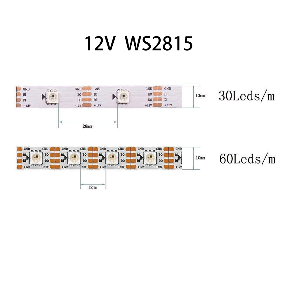 WS2815 FuII Цвет умная Светодиодная лента светильник Водонепроницаемый IndividuaIIy AddressabIe