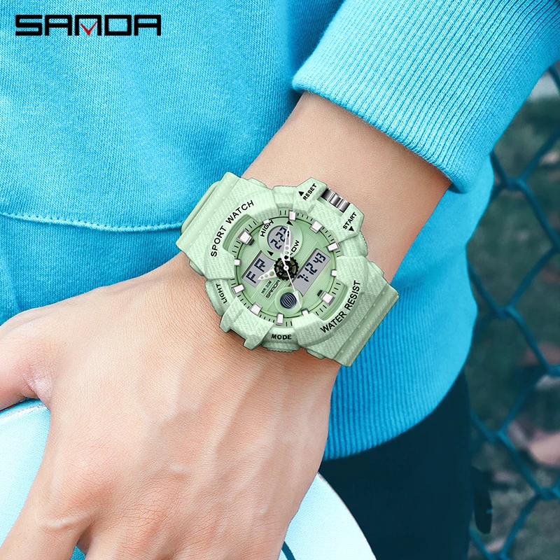 

SANDA Luxury Men Digital LED Watch Date Sport Outdoor Electronic Watch Males Universal Clock Round Wristwatches Montre homme