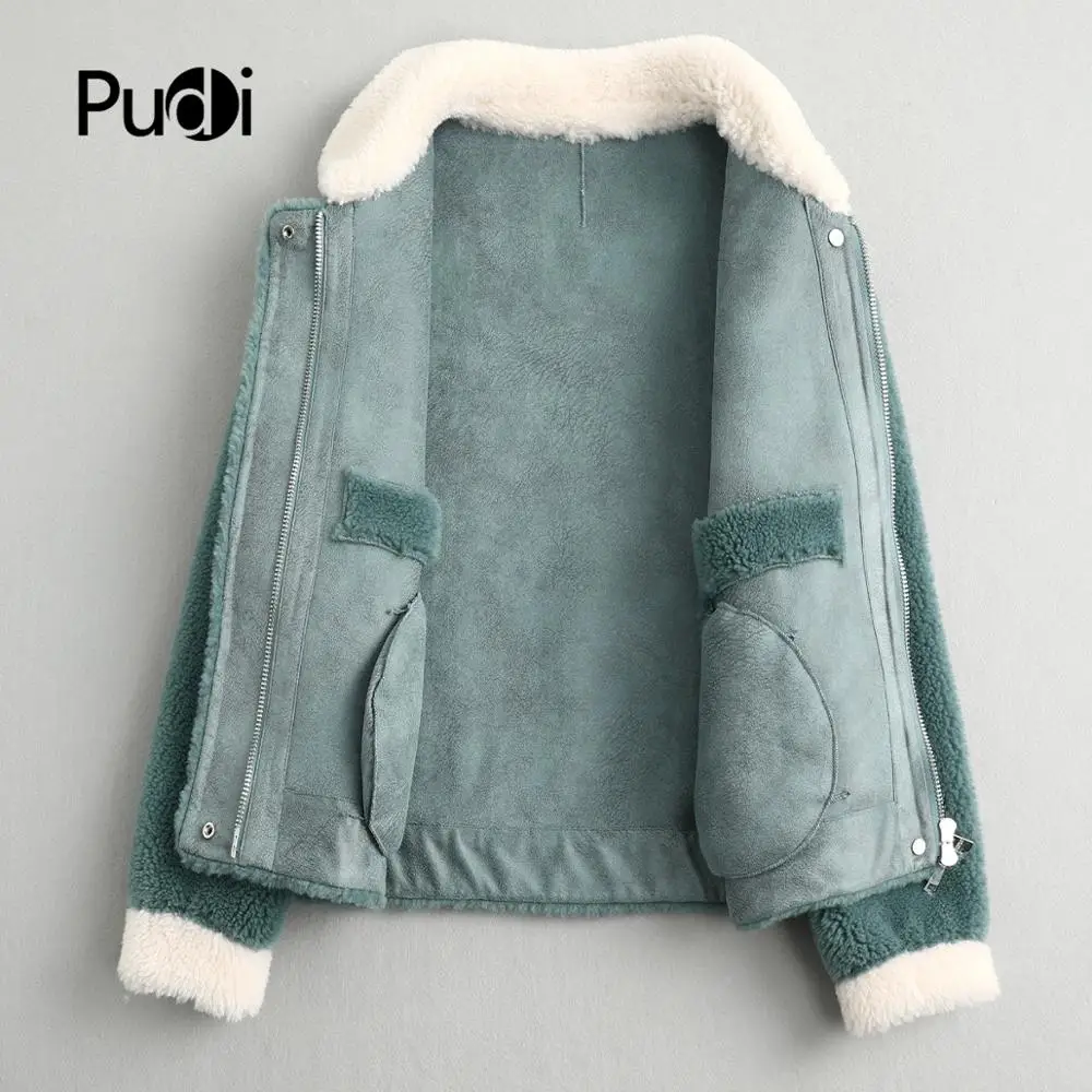 PUDI A59370 Женское зимнее пальто из настоящей шерсти с воротником из овчины, теплая куртка, пальто для девочек, женская короткая куртка, пальто