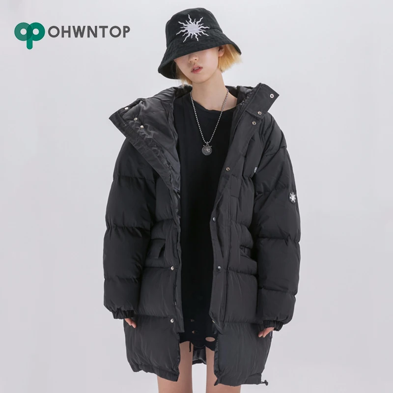 Трендовая длинная куртка с капюшоном в стиле хип хоп парка зимняя мужская