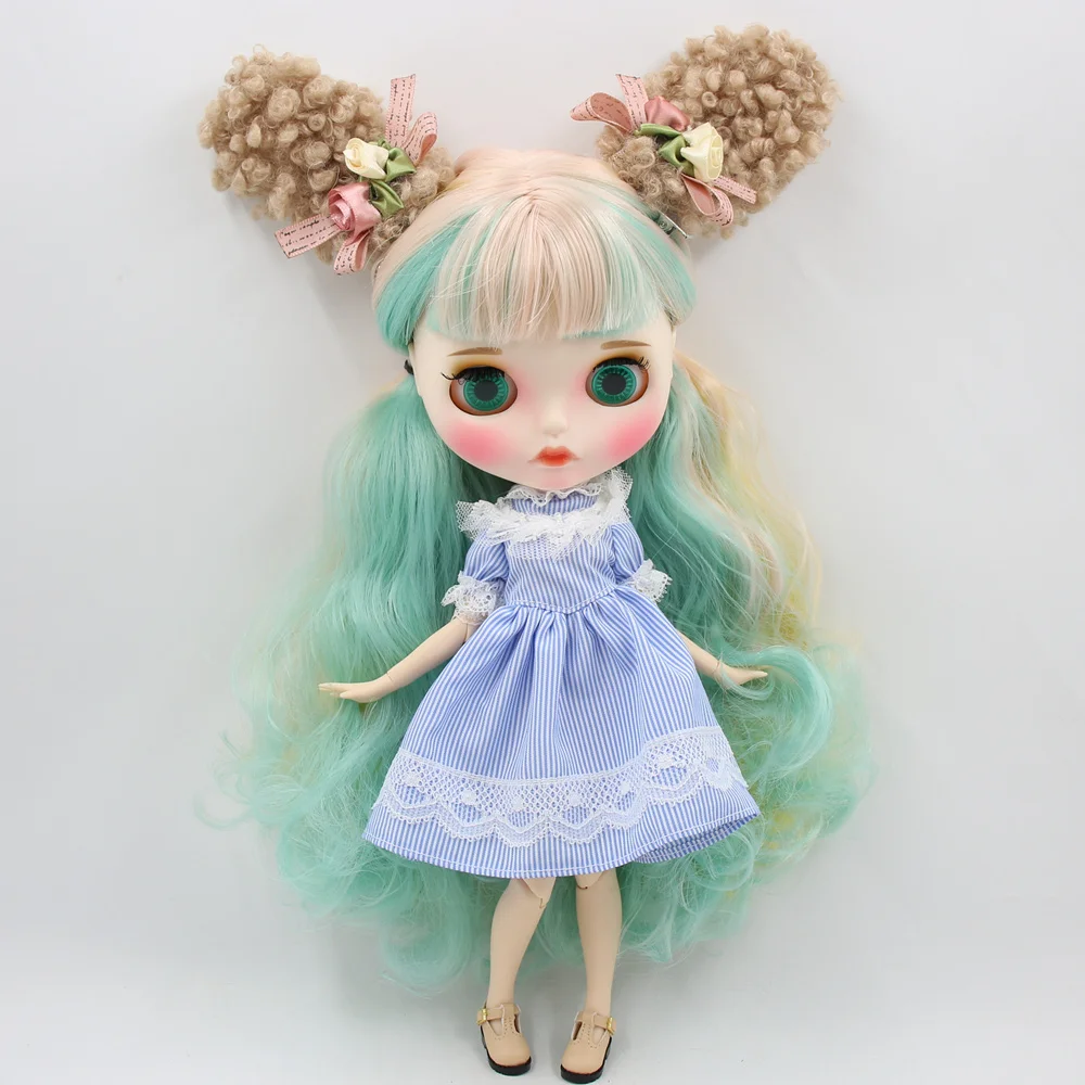 Ледяной DBS Blyth Doll1/6 bjd одежда молодой милые дамские синие кружевное Полосатое