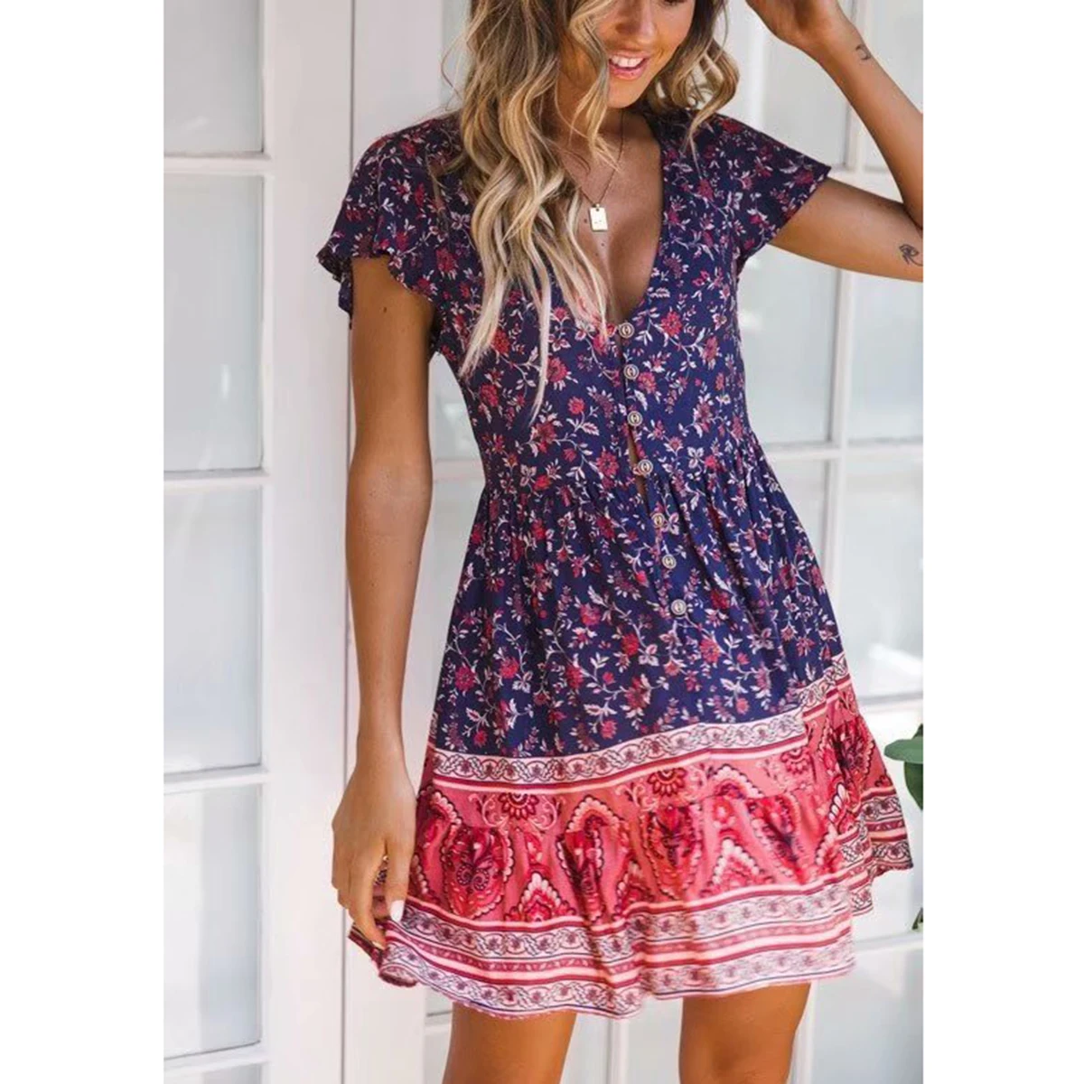 Винтажное платье с цветочным принтом трапециевидные платья оборками женское