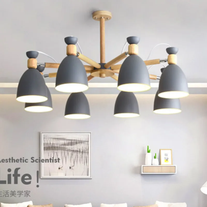 Скандинавская Современная Минималистичная люстра из массива дерева E27 220 В