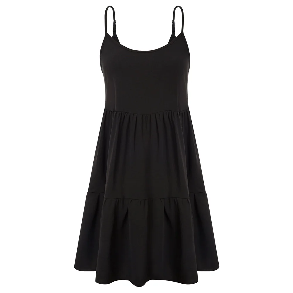 Женское платье на бретелях с открытой спиной ТРАПЕЦИЕВИДНОЕ Свободное