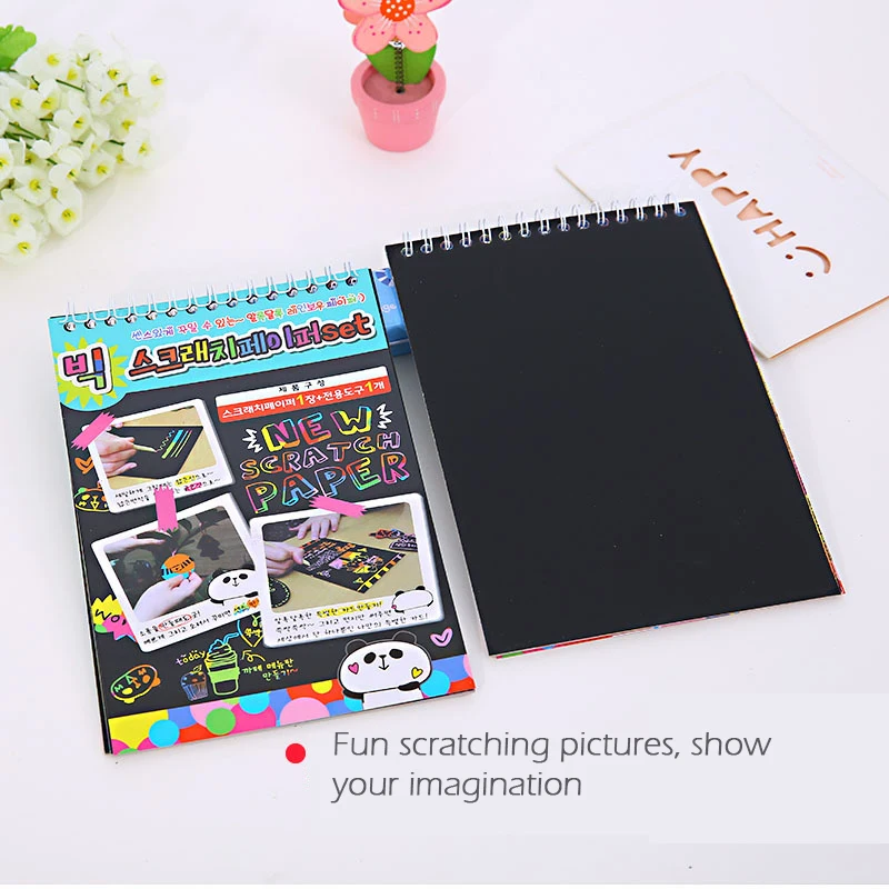 Детская креативная скребковая живопись своими руками красочная книга для