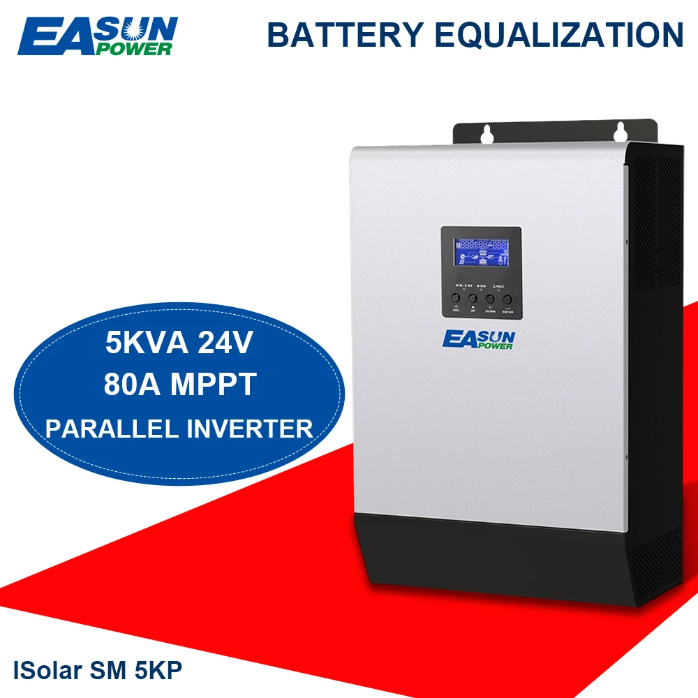 Источник питания Easun 24V 5KVA 4000W MPPT солнечный инвертор Чистая синусоида Инвертор с 80A MPPT Солнечное зарядное устройство с 60A зарядное устройство