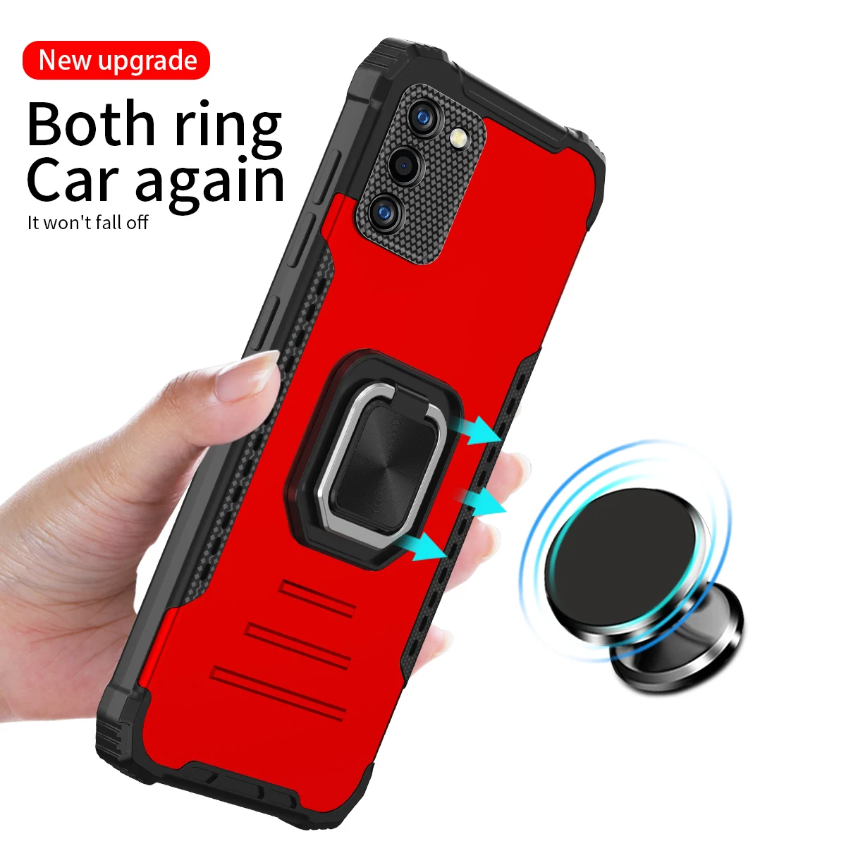 

Luxury Anti-fall Armor With Ring Bracket Car Magnetic Phone Case For Samsung Galaxy A02 A02S A21S A11 A20S A10S A01 Core Cover