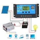 60A 30A 20A 10A 12V24V LCD PWM напряжение солнечного контроллера батарея PV Панель зарядное устройство лампа регулятора 100W 200W 300W 400W 500W