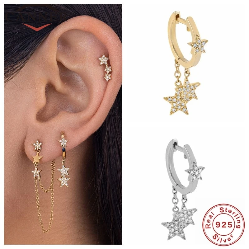 Женские серьги-кольца CANNER серьги из настоящего серебра 925 пробы с кристаллами