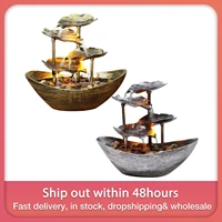 sailing lotus leaf shaped desktop fountain with led lights living room screen porch home decoration relaxation fountains