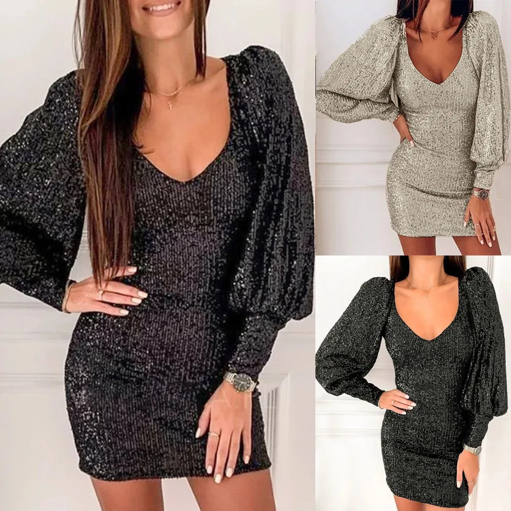 Женское сексуальное мини платье для вечеринки 2019 женское модное блестящее с