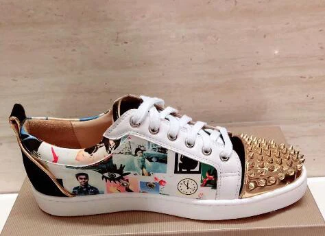 Новая кожаная повседневная мужская обувь с изображением пэчворк шипами на