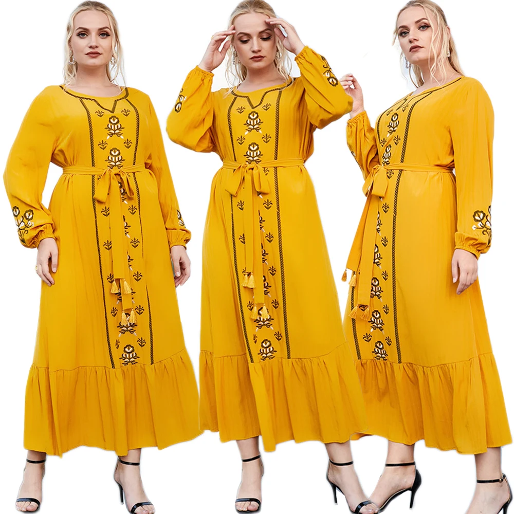 Женское этническое длинное платье с вышивкой, мусульманское модное Макси-платье, платье, одежда для исламской одежды, Турция, Ближний Восто...