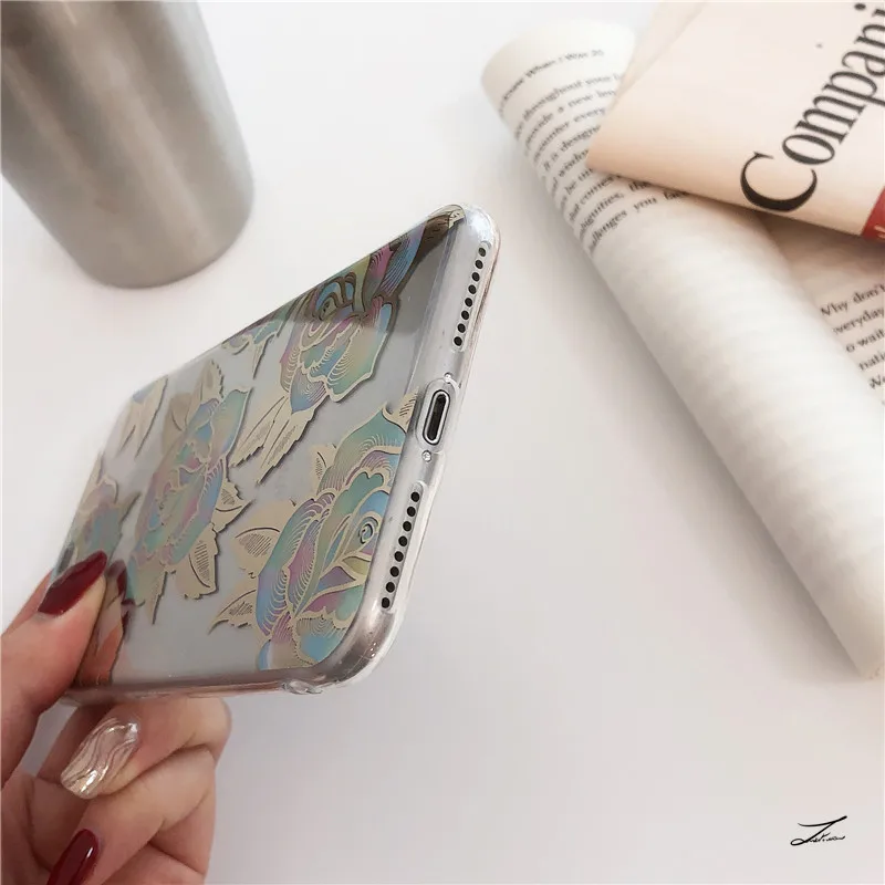 Прозрачный чехол с золотыми бронзовыми розами для iPhone 11 Pro Max X XR XS 6 6s 7 8 Plus