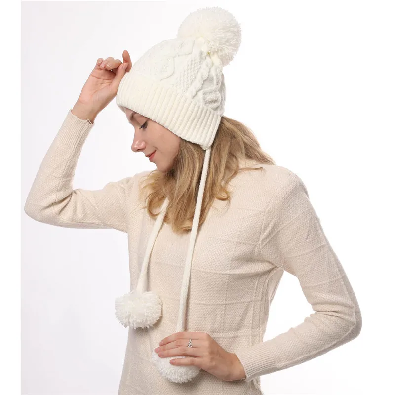 Женская зимняя теплая шапка для девочек Элегантная Дамская вязаная крючком