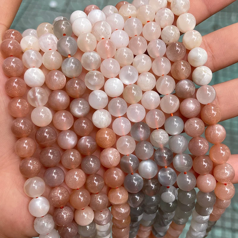 

Natural Stone Mix Labradorite Sunstone Moonstone Beads 6mm 8mm 10mm Pick Size 15'' Strand Round Loose Beads For Jewelry Making