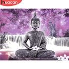 Алмазная вышивка HUACAN в виде Будды, мозаика на религиозную тему, креативное украшение для спальни с изображением водопада, хобби