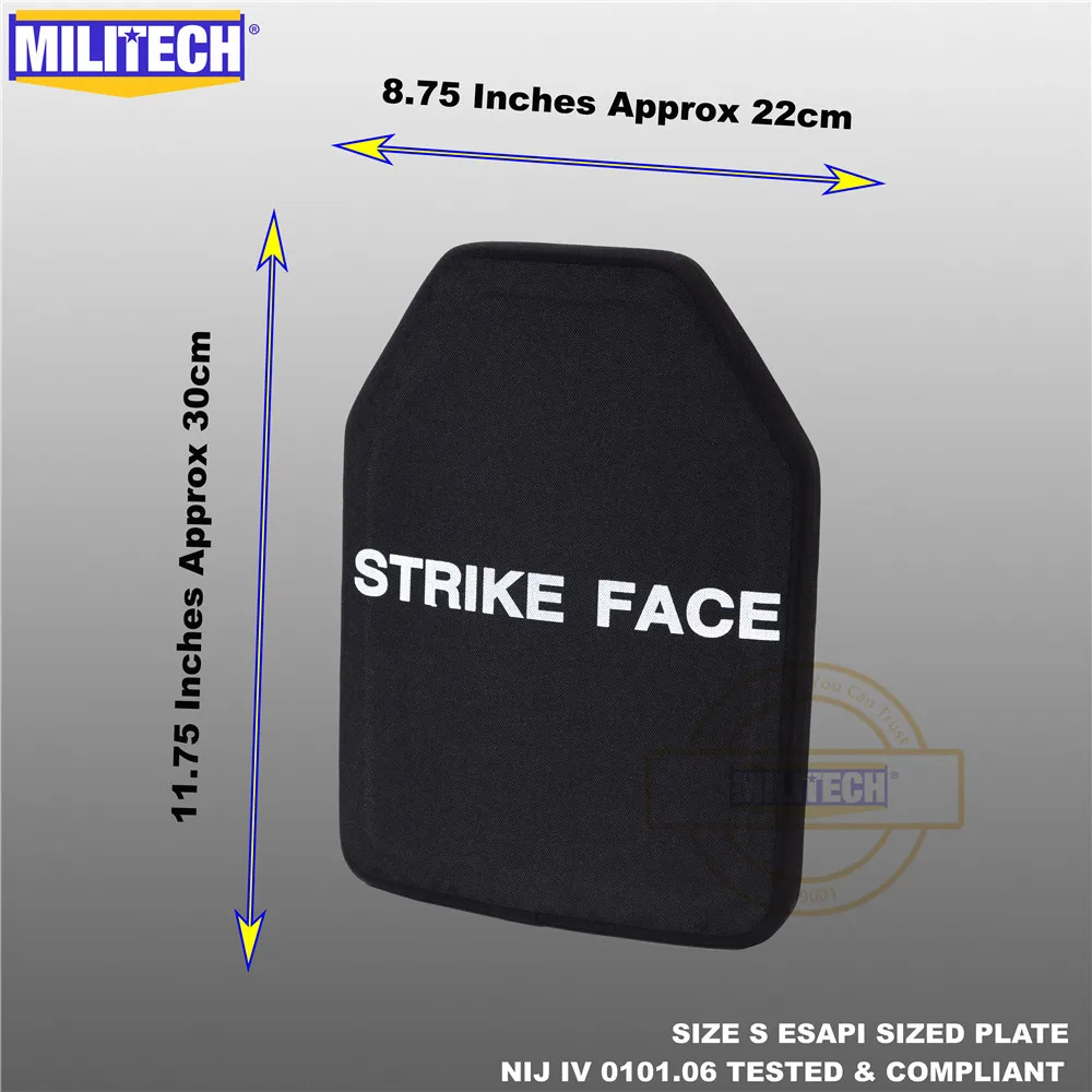 

ESAPI Bulletproof Plate Ballistic Panel NIJ level 4 IV Alumina & PE Stand Alone Two PCS From Size S to XL Body Armor--Militech