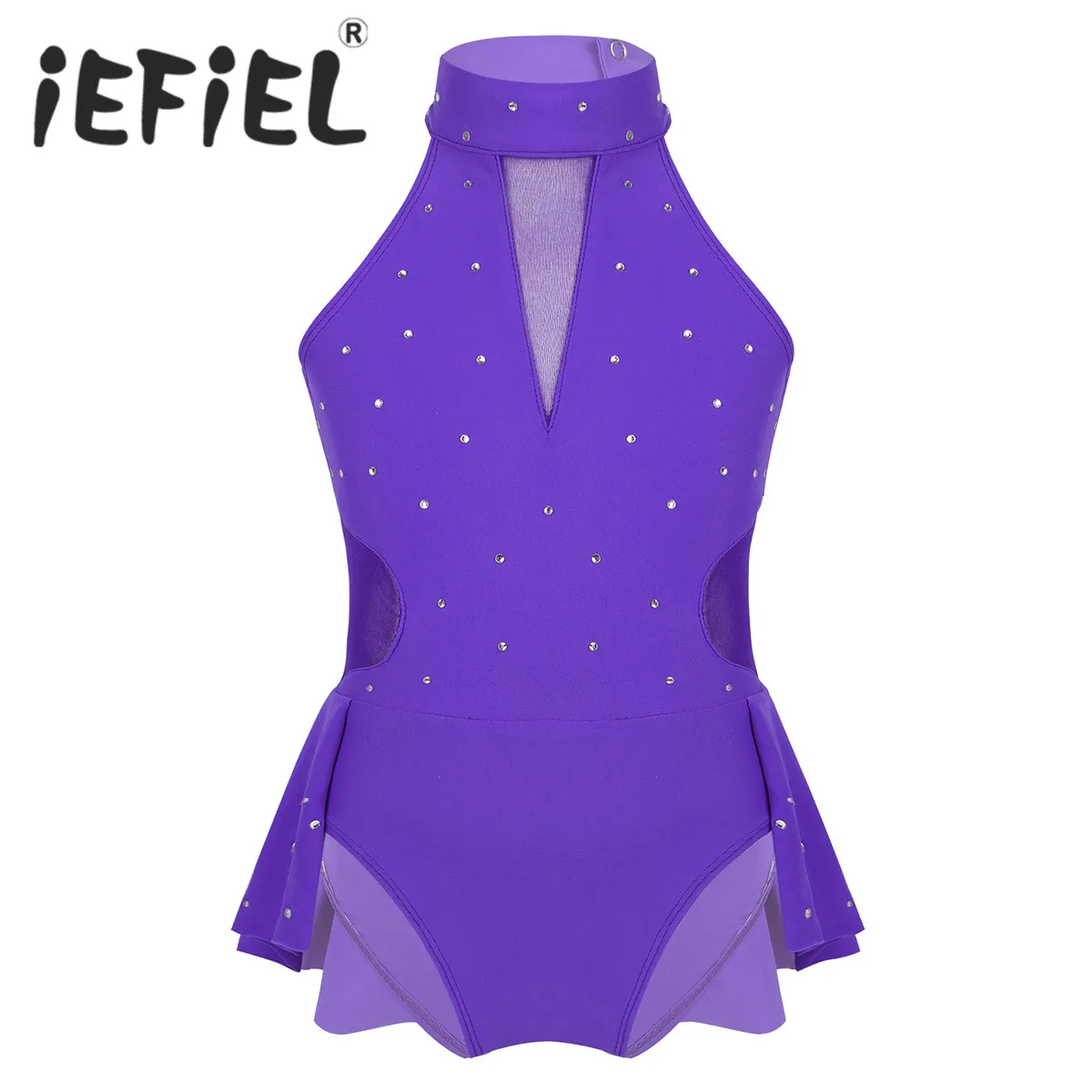 Детская блестящая танцевальная одежда для девочек сетчатый трико с вырезами на