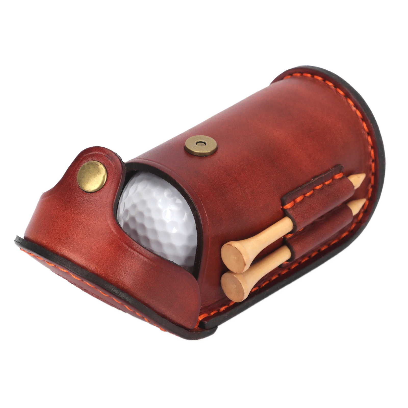Tourbon Vintage Mini Portable Golf Ball Bag Tee Holder Holds 2 Balls Divot Tool Holder Vegetable Leather Waist Golf Pouch
