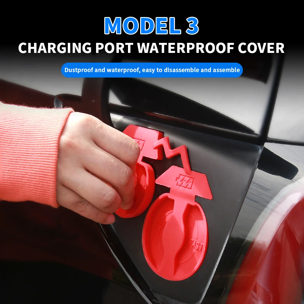 

Silicone Car Charging Port Waterproof Cover Charger Hole Protector Dust Cover Cap For Tesla Model 3 2017-2020 2021 Accessories