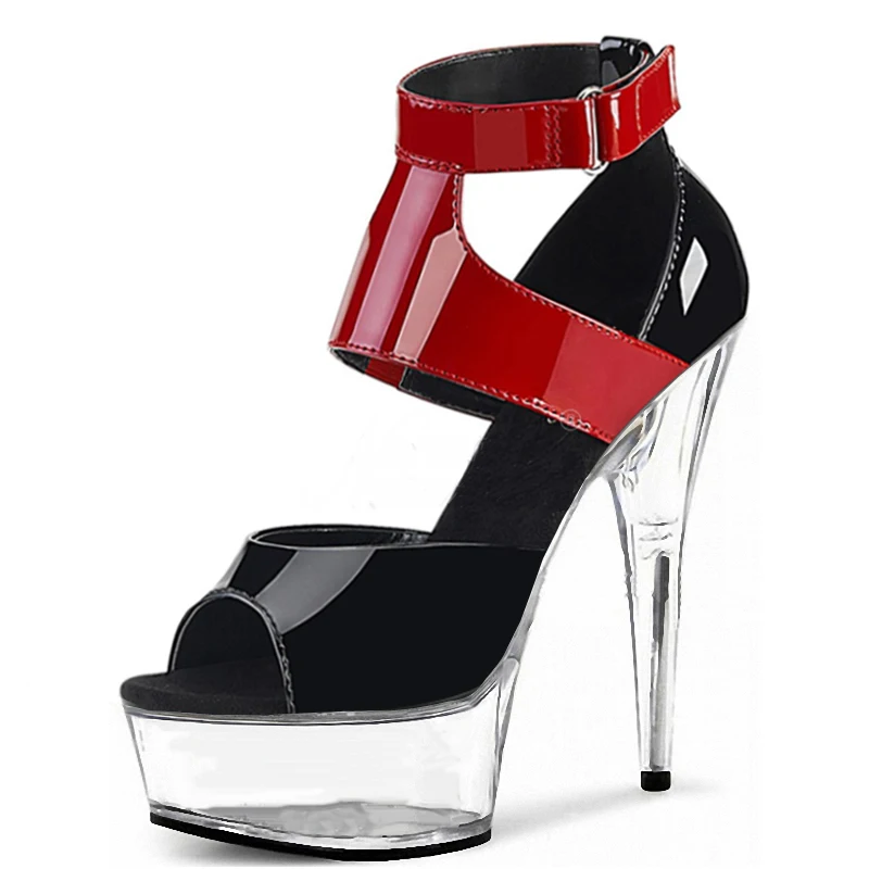 Women's Big Size Mix Color Hollow Rome Open Toe Sandals 15cm Super High heeled shoes Stiletto 6 inches Exotic Dancer Shoes