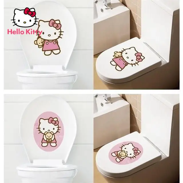 

Hello Kitty Girl Heart Home Bathroom Toilet Sticker Waterproof Decoration Personality Cartoon Cute Self-adhesive