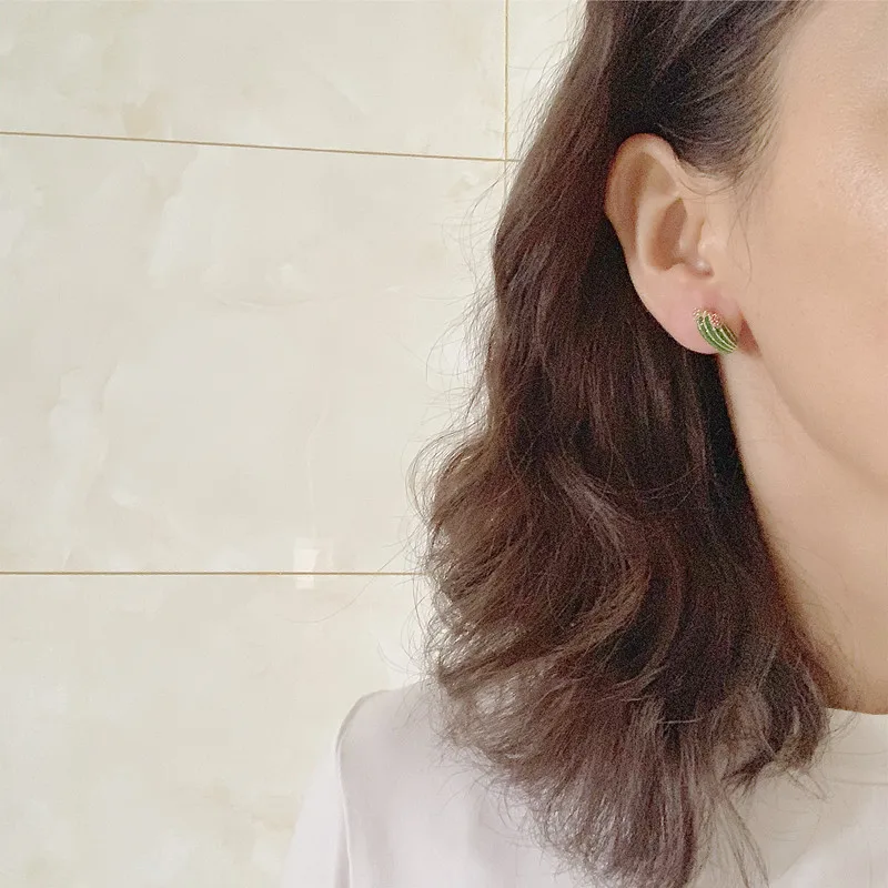 Серьги-кактусы Find Me для девочек асимметричные маленькие серьги с зелеными