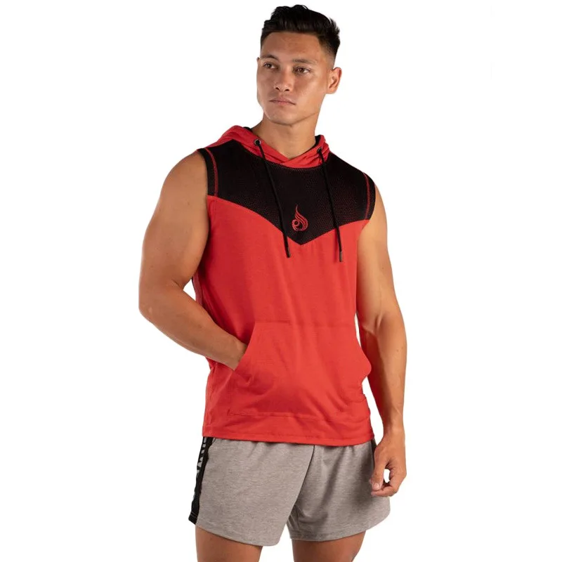 

Homens musculação tanque superior costura respirável treino de fitness sem mangas camisola de algodão com capuz colete masculino