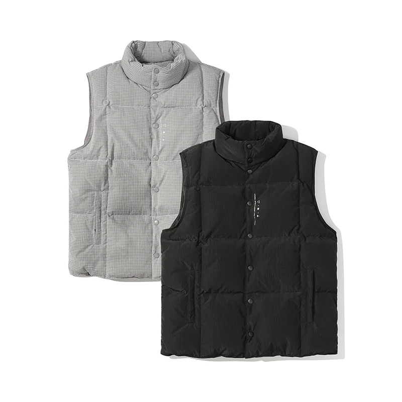 21 Men's Winter New Style Plain Garment Y1211 Plaid Fabric Stand Collar White Duck Down Down Vest
