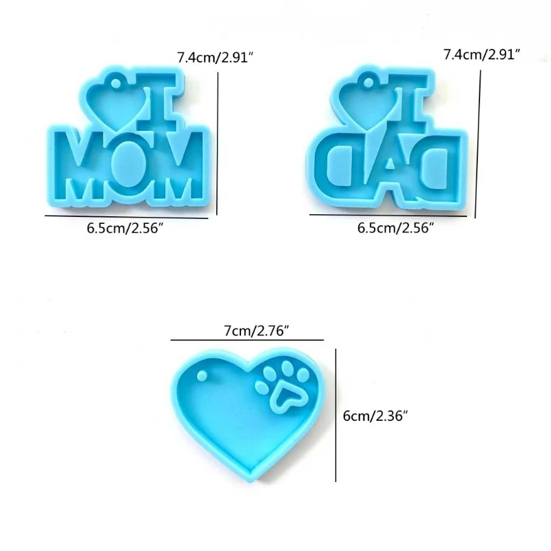 

3 Pcs Father's Day Mother's Day Theme Keychain Epoxy Resin Mold Silicone Mould