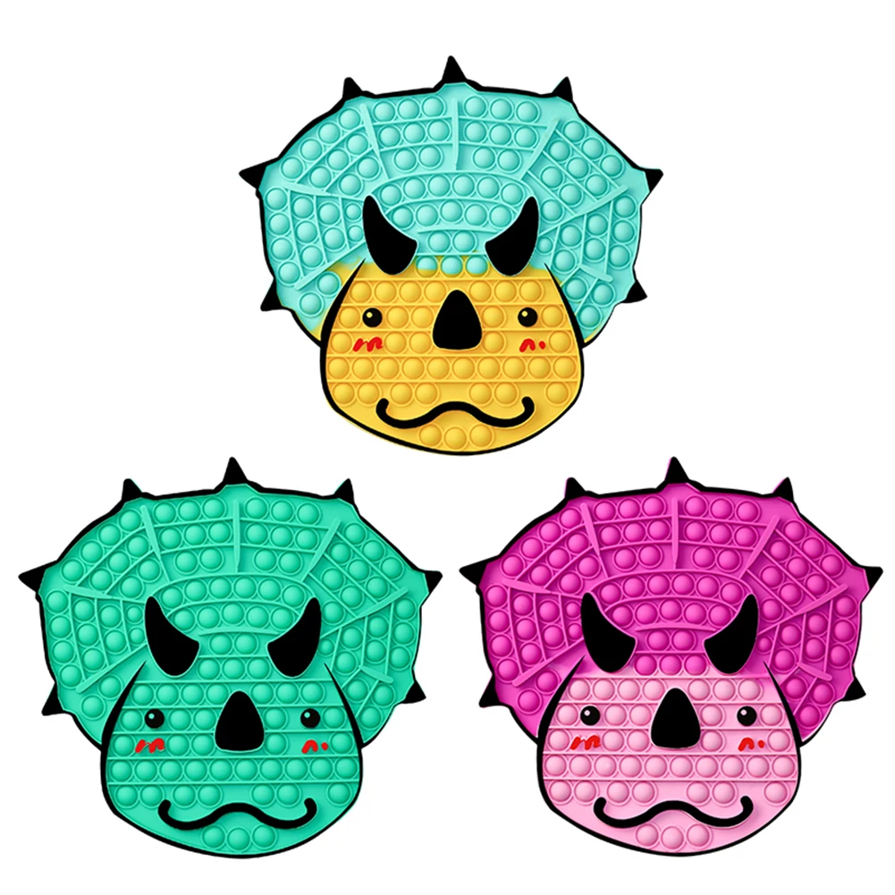 

Rainbow Fidget Toys Push Bubble Sensory For Autism Silicone Triceratops Push Bubble Toy Autism Need Interative Antistress Gift