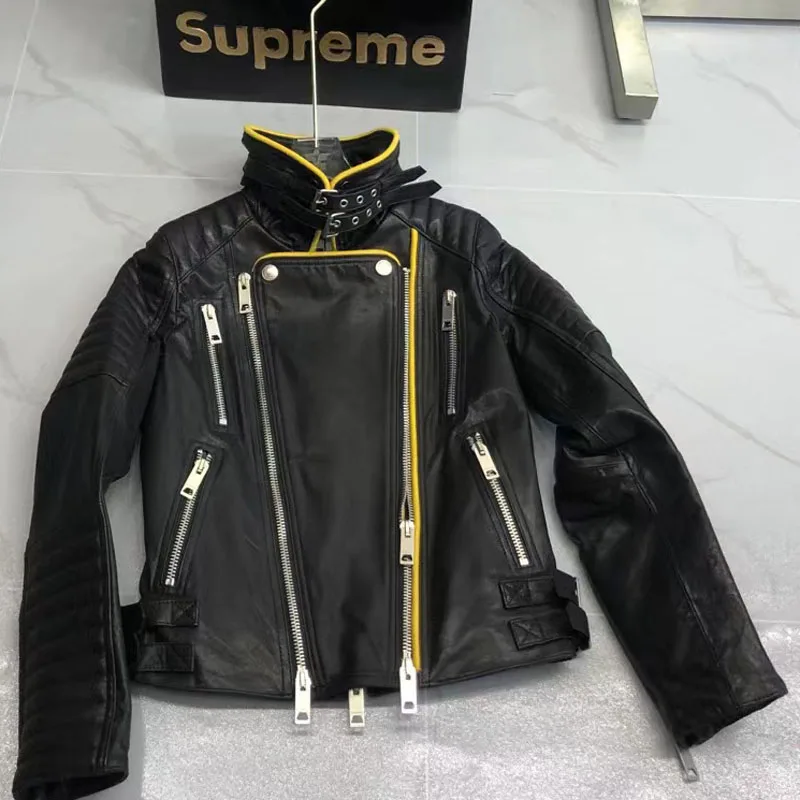 

High Quality Jacket Women Spring Locomotive Model New Fashion Genuine Leather Coat Short Length Clothes Female