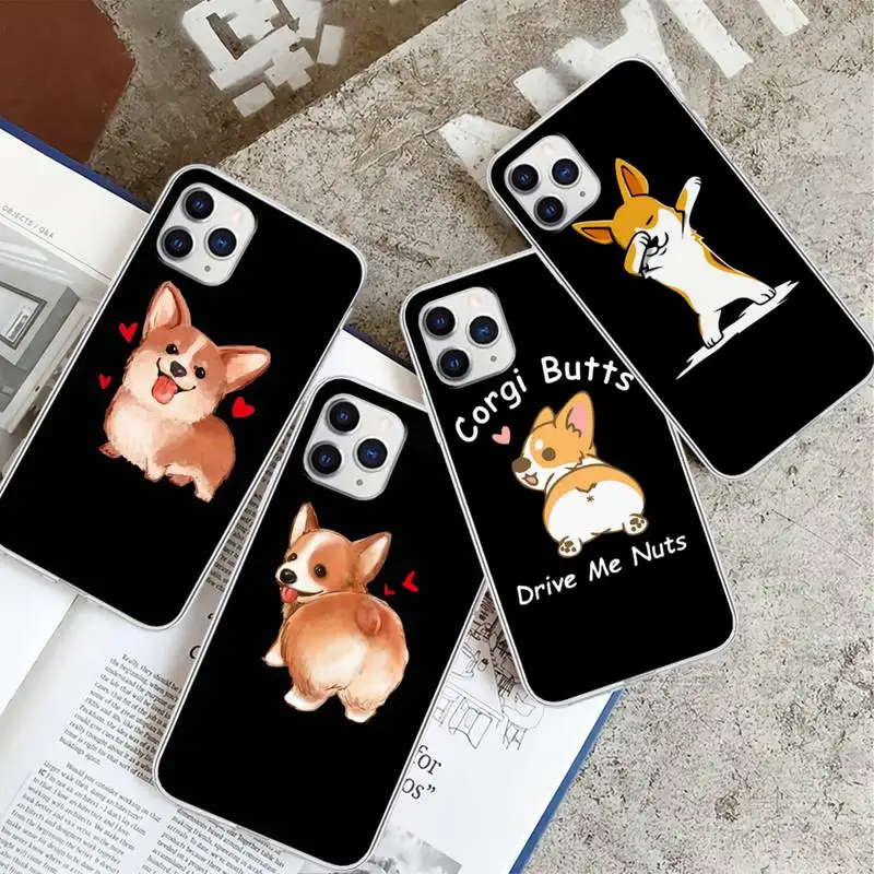 

Cute Cartoon Corgi Dog Transparent Mobile Phone Case For Huawei P20 P40 Lite P30 Pro P Smart 2019 Honor 10 10i 20 Lite Cover