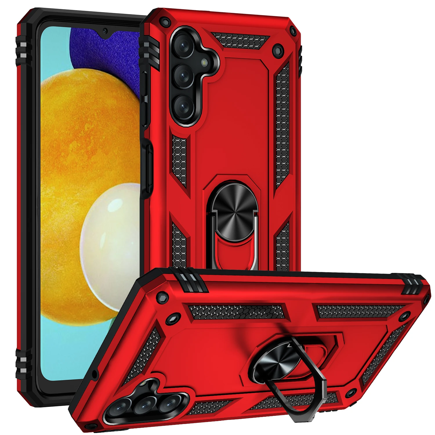

Phone Case For Samsung Galaxy A13 M52 5G Luxurious Shockproof Armor With Ring Bracket Car Magnetic Heavy Protective Back Cover