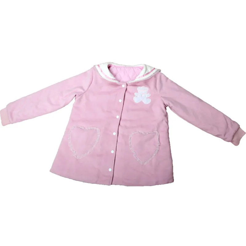 Милый Японский Женский свитшот зимнее пальто с карманами в виде медведя