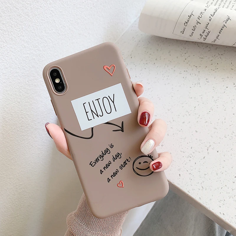 VZD простой сплошной I Love U iphone 11 Pro X 7 Чехол для iphone Xs Max Xr женский анти-осень телефон 6S Tpu мягкий чехол 8 7plus задняя крышка - Цвет: B enjoy