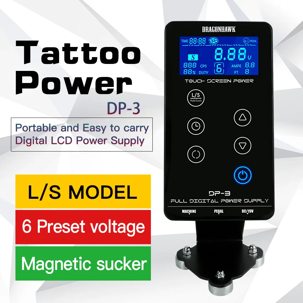 New Arrival Touch Screen Intelligent Digital LCD Makeup Dual Tattoo Power Supplies Set Accessories