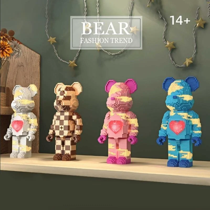 

DIY Love Violence Bear 3D Bearbricked Gloomy Bear Figure Building Blocks Advertising Girl Gift Toy Room Decoration Living Room