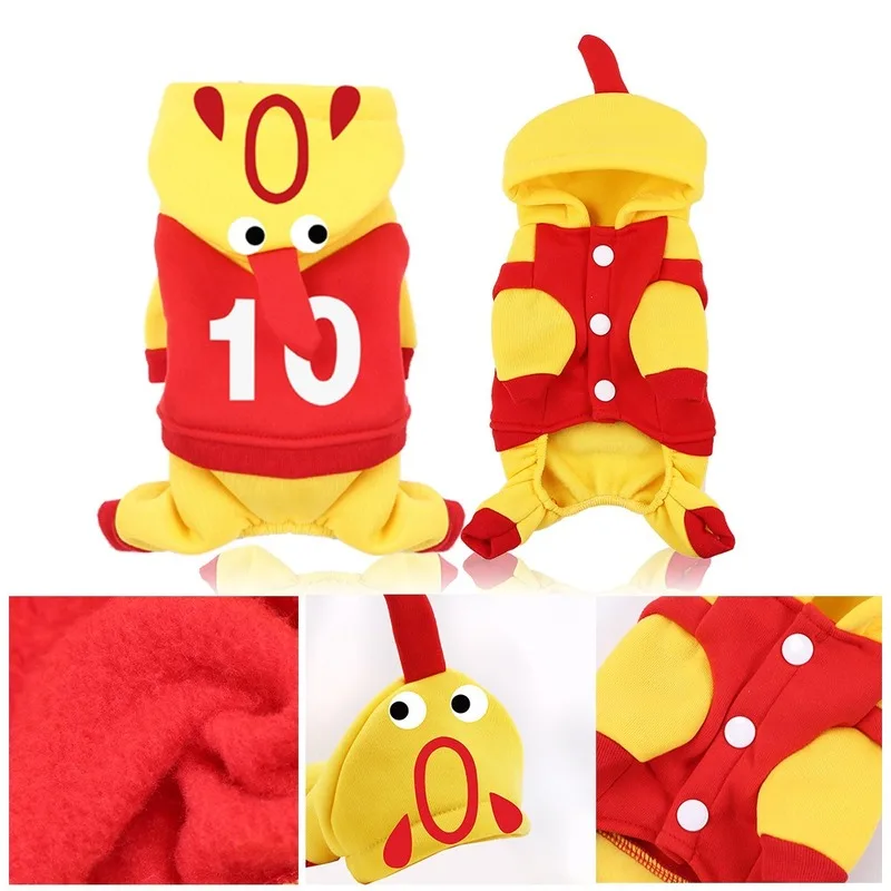 Одежда для собак с мультяшными животными осенне зимние толстовки четырьмя