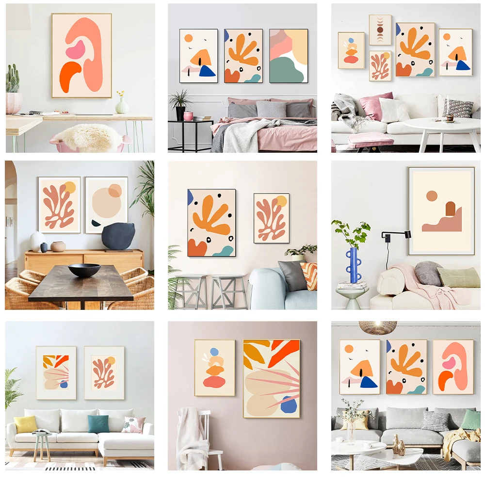 

Simple Nordic abstract geometry Morandi art poster small fresh living room decoration painting picture core spray painting