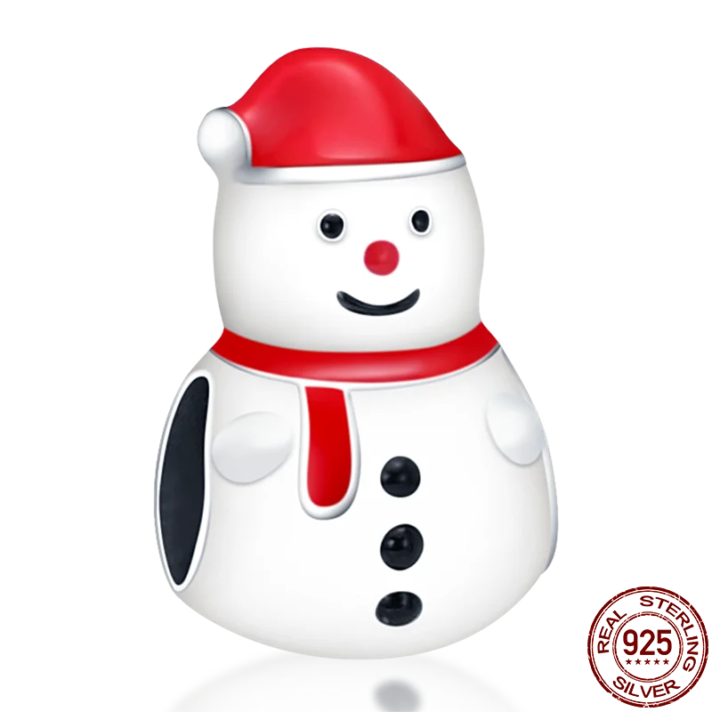

Hot Sale 925 Sterling Silver Christmas Snowman Charms Beads Fit Original Pandora Bracelet Making Fashion DIY Jewelry For Women