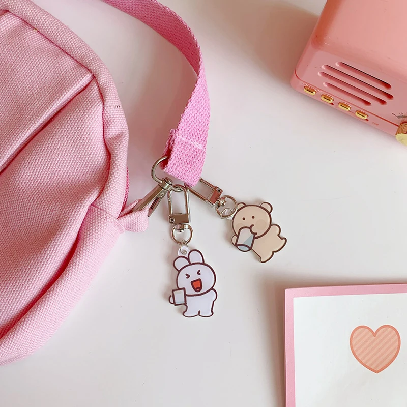 

New Creative Personality Cartoon Cute Keychain Ring Pendant Men and Women Couple Key Chain Bag Pendant Wholesale Keyring Jewelry
