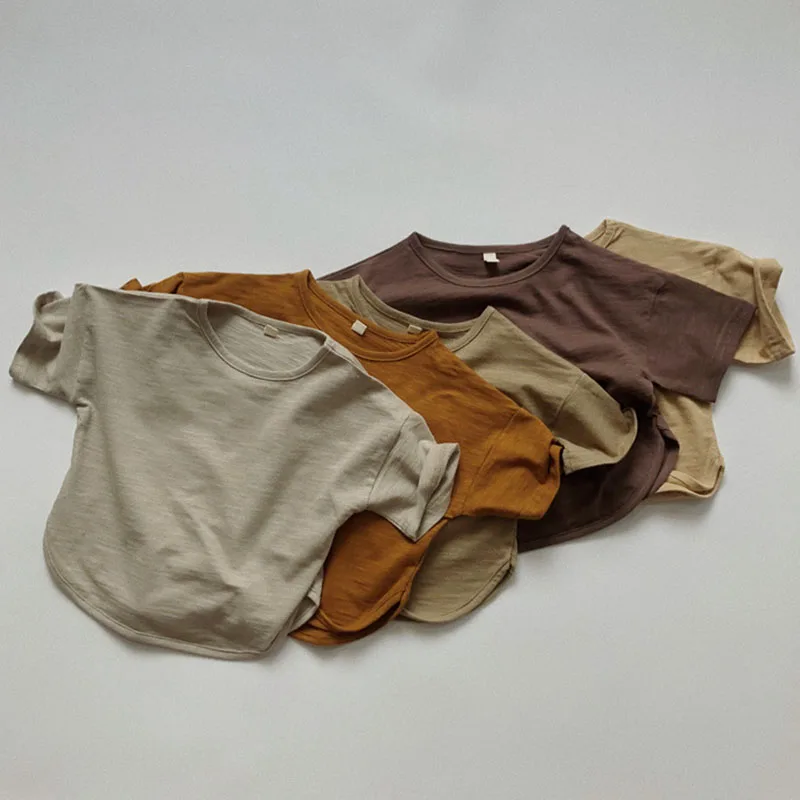 

1-6Yrs Summer Kids Boy Girl Short Sleeve Pure Color T-shirt Infant Baby Boy Girl Newborn T-shirt Clothes Baby Boy Girl T-shirt