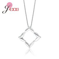 925 sterling silver dazzling geometric pendant necklace for women link chain wedding engagement jewelry fine silver gift