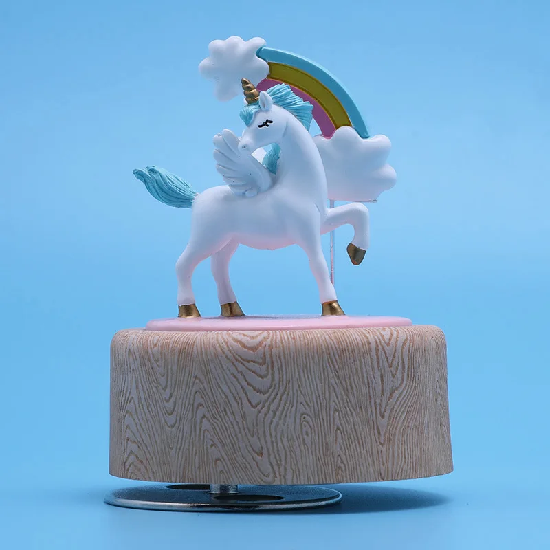 Радуга Единорог Музыкальная шкатулка лошадь Луна снег ребенок девочка подарок